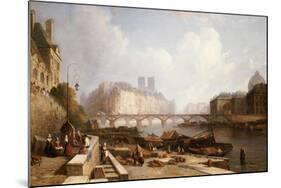 View of Ile De La Cite, Paris, from the Quai Du Louvre with the Pont Des Arts and the Pont Neuf-Caleb Robert Stanley-Mounted Giclee Print