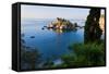 View of Isola Bella Island, Taormina, Sicily, Italy-Peter Adams-Framed Stretched Canvas