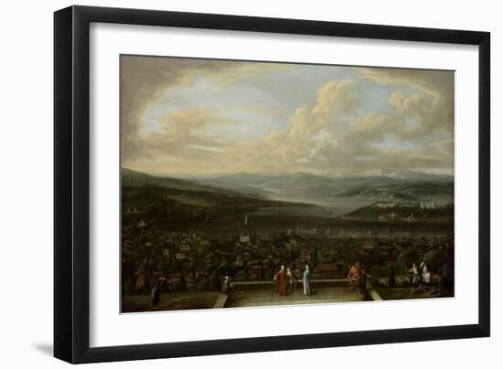 View of Istanbul from the Dutch Embassy at Pera, c.1720-37-Jean Baptiste Vanmour-Framed Giclee Print