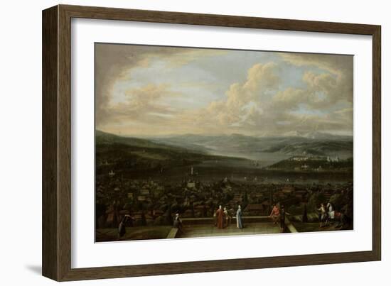 View of Istanbul from the Dutch Embassy at Pera, Jean Baptiste Vanmour-Jean Baptiste Vanmour-Framed Art Print