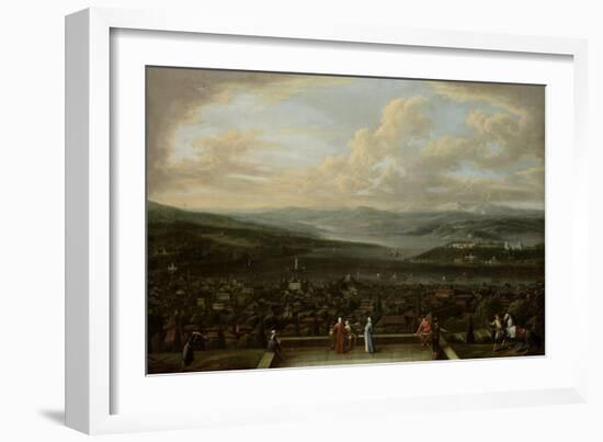 View of Istanbul from the Dutch Embassy at Pera, Jean Baptiste Vanmour-Jean Baptiste Vanmour-Framed Art Print