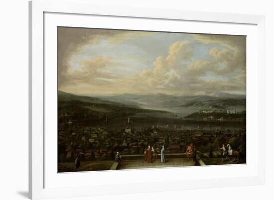 View of Istanbul from the Dutch Embassy at Pera, Jean Baptiste Vanmour-Jean Baptiste Vanmour-Framed Premium Giclee Print