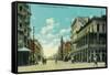 View of J and Mariposa Street Corner - Fresno, CA-Lantern Press-Framed Stretched Canvas