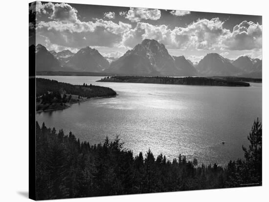 View of Jackson Lake and the Grand Teton Mountains-Hansel Mieth-Stretched Canvas