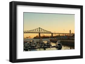 View of Jacques Cartier Bridge in Montreal, Quebec by a Nice Autumn Morning-pink candy-Framed Photographic Print