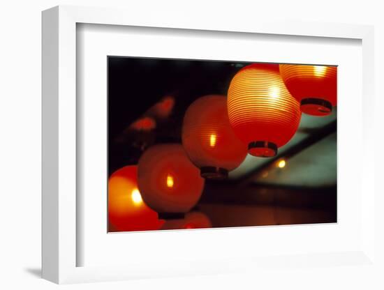 View of Japanese Lanterns, Dotombor, Osaka, Osaka Prefecture, Kinki Region, Honshu, Japan-Dallas and John Heaton-Framed Photographic Print