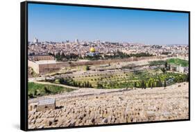 View of Jerusalem and the Dome of the Rock from the Mount of Olives, Jerusalem, Israel, Middle East-Alexandre Rotenberg-Framed Stretched Canvas