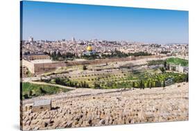 View of Jerusalem and the Dome of the Rock from the Mount of Olives, Jerusalem, Israel, Middle East-Alexandre Rotenberg-Stretched Canvas