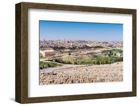 View of Jerusalem and the Dome of the Rock from the Mount of Olives, Jerusalem, Israel, Middle East-Alexandre Rotenberg-Framed Photographic Print