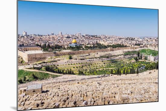 View of Jerusalem and the Dome of the Rock from the Mount of Olives, Jerusalem, Israel, Middle East-Alexandre Rotenberg-Mounted Photographic Print