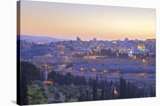 View of Jerusalem from the Mount of Olives, Jerusalem, Israel, Middle East-Neil Farrin-Stretched Canvas