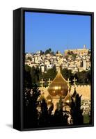 View of Jerusalem from the Mount of Olives, Jerusalem, Israel, Middle East-Neil Farrin-Framed Stretched Canvas