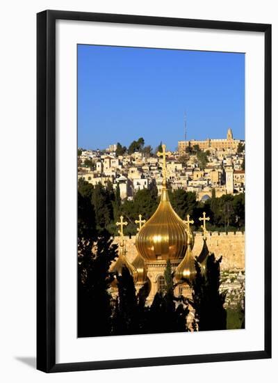 View of Jerusalem from the Mount of Olives, Jerusalem, Israel, Middle East-Neil Farrin-Framed Photographic Print