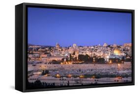 View of Jerusalem from the Mount of Olives, Jerusalem, Israel, Middle East-Neil Farrin-Framed Stretched Canvas