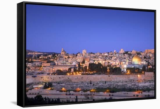 View of Jerusalem from the Mount of Olives, Jerusalem, Israel, Middle East-Neil Farrin-Framed Stretched Canvas