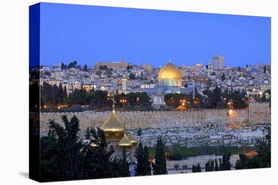 View of Jerusalem from the Mount of Olives, Jerusalem, Israel, Middle East-Neil Farrin-Stretched Canvas