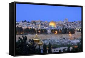 View of Jerusalem from the Mount of Olives, Jerusalem, Israel, Middle East-Neil Farrin-Framed Stretched Canvas