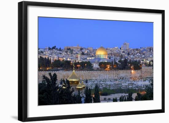 View of Jerusalem from the Mount of Olives, Jerusalem, Israel, Middle East-Neil Farrin-Framed Photographic Print