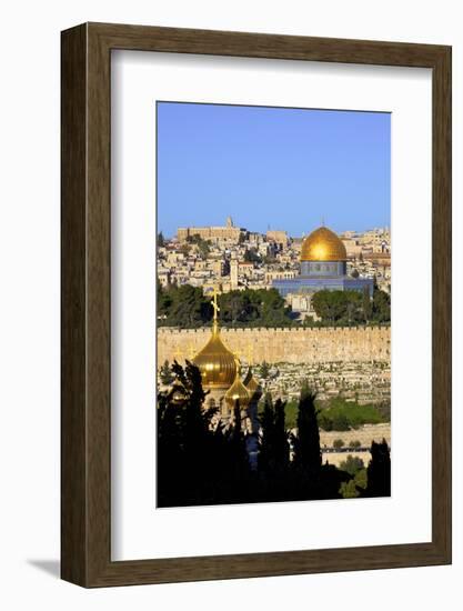 View of Jerusalem from the Mount of Olives, Jerusalem, Israel, Middle East-Neil Farrin-Framed Photographic Print