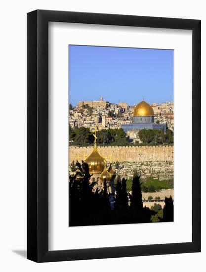 View of Jerusalem from the Mount of Olives, Jerusalem, Israel, Middle East-Neil Farrin-Framed Photographic Print