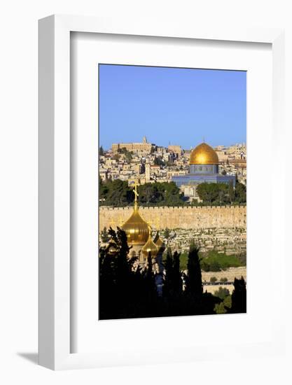 View of Jerusalem from the Mount of Olives, Jerusalem, Israel, Middle East-Neil Farrin-Framed Photographic Print