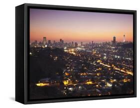 View of Johannesburg Skyline at Sunset, Gauteng, South Africa-Ian Trower-Framed Stretched Canvas