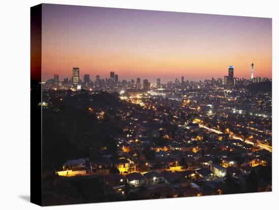 View of Johannesburg Skyline at Sunset, Gauteng, South Africa-Ian Trower-Stretched Canvas