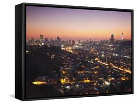 View of Johannesburg Skyline at Sunset, Gauteng, South Africa-Ian Trower-Framed Stretched Canvas