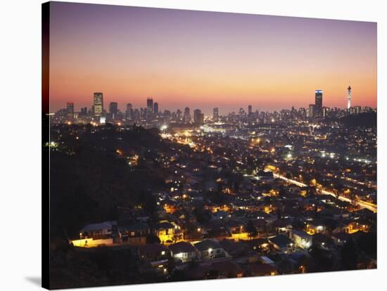 View of Johannesburg Skyline at Sunset, Gauteng, South Africa-Ian Trower-Stretched Canvas