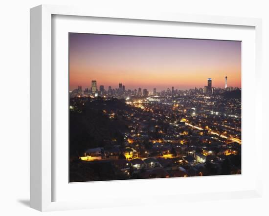 View of Johannesburg Skyline at Sunset, Gauteng, South Africa-Ian Trower-Framed Photographic Print