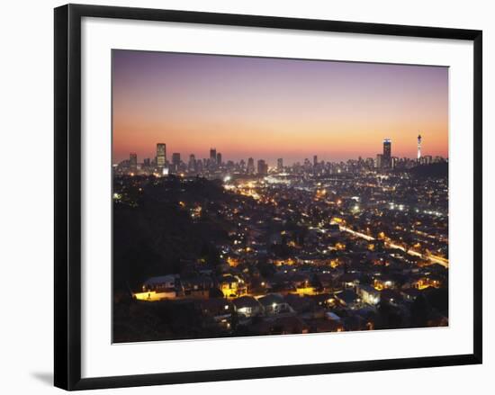 View of Johannesburg Skyline at Sunset, Gauteng, South Africa-Ian Trower-Framed Photographic Print