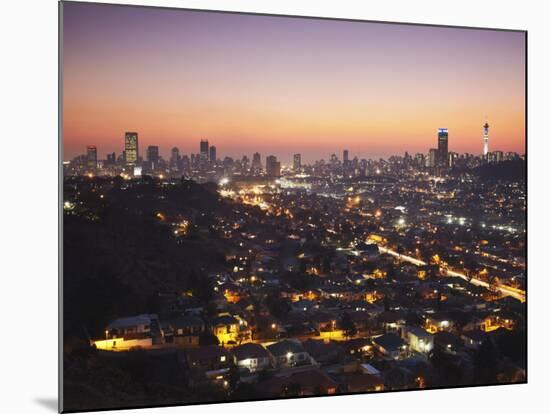 View of Johannesburg Skyline at Sunset, Gauteng, South Africa-Ian Trower-Mounted Photographic Print