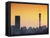 View of Johannesburg Skyline at Sunset, Gauteng, South Africa-Ian Trower-Framed Stretched Canvas