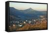 View of Jungingen and Hohenzollern Castle, Swabian Alb, Baden-Wurttemberg, Germany, Europe-Jochen Schlenker-Framed Stretched Canvas