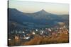 View of Jungingen and Hohenzollern Castle, Swabian Alb, Baden-Wurttemberg, Germany, Europe-Jochen Schlenker-Stretched Canvas