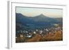 View of Jungingen and Hohenzollern Castle, Swabian Alb, Baden-Wurttemberg, Germany, Europe-Jochen Schlenker-Framed Photographic Print