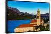 View of Korcula Island, Croatia, Europe-Laura Grier-Framed Stretched Canvas