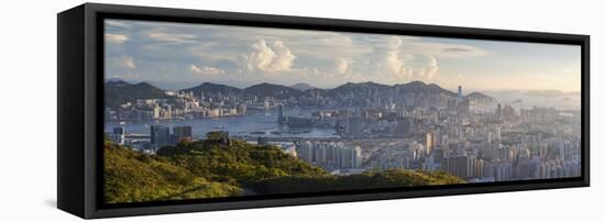 View of Kowloon and Hong Kong Island from Tate's Cairn, Kowloon, Hong Kong-Ian Trower-Framed Stretched Canvas