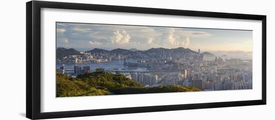 View of Kowloon and Hong Kong Island from Tate's Cairn, Kowloon, Hong Kong-Ian Trower-Framed Photographic Print