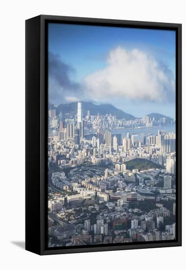 View of Kowloon and Hong Kong Island, Hong Kong, China, Asia-Ian Trower-Framed Stretched Canvas