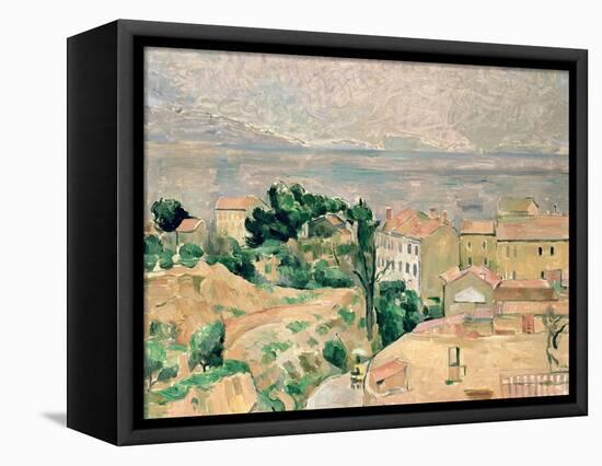 View of L'Estaque-Paul Cézanne-Framed Stretched Canvas