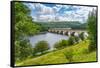 View of Ladybower Reservoir and Baslow Edge in the distance, Peak District, Derbyshire, England-Frank Fell-Framed Stretched Canvas