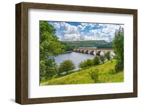 View of Ladybower Reservoir and Baslow Edge in the distance, Peak District, Derbyshire, England-Frank Fell-Framed Photographic Print