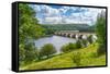 View of Ladybower Reservoir and Baslow Edge in the distance, Peak District, Derbyshire, England-Frank Fell-Framed Stretched Canvas