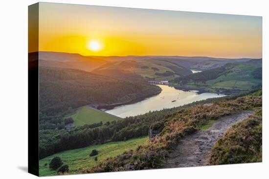 View of Ladybower Reservoir from Bamford Edge at sunset, Bamford, Peak District National Park-Frank Fell-Stretched Canvas