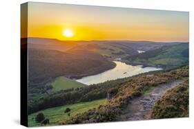 View of Ladybower Reservoir from Bamford Edge at sunset, Bamford, Peak District National Park-Frank Fell-Stretched Canvas