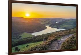 View of Ladybower Reservoir from Bamford Edge at sunset, Bamford, Peak District National Park-Frank Fell-Framed Photographic Print