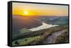 View of Ladybower Reservoir from Bamford Edge at sunset, Bamford, Peak District National Park-Frank Fell-Framed Stretched Canvas