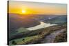 View of Ladybower Reservoir from Bamford Edge at sunset, Bamford, Peak District National Park-Frank Fell-Stretched Canvas