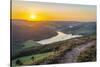 View of Ladybower Reservoir from Bamford Edge at sunset, Bamford, Peak District National Park-Frank Fell-Stretched Canvas